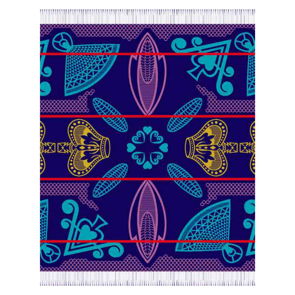 Top view of the Basotho Throw Navy/Aquamarine