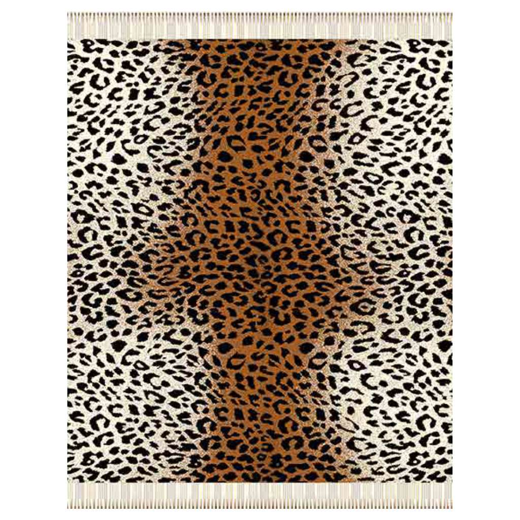 Top view of the Leopard Skin Throw Black/Leather