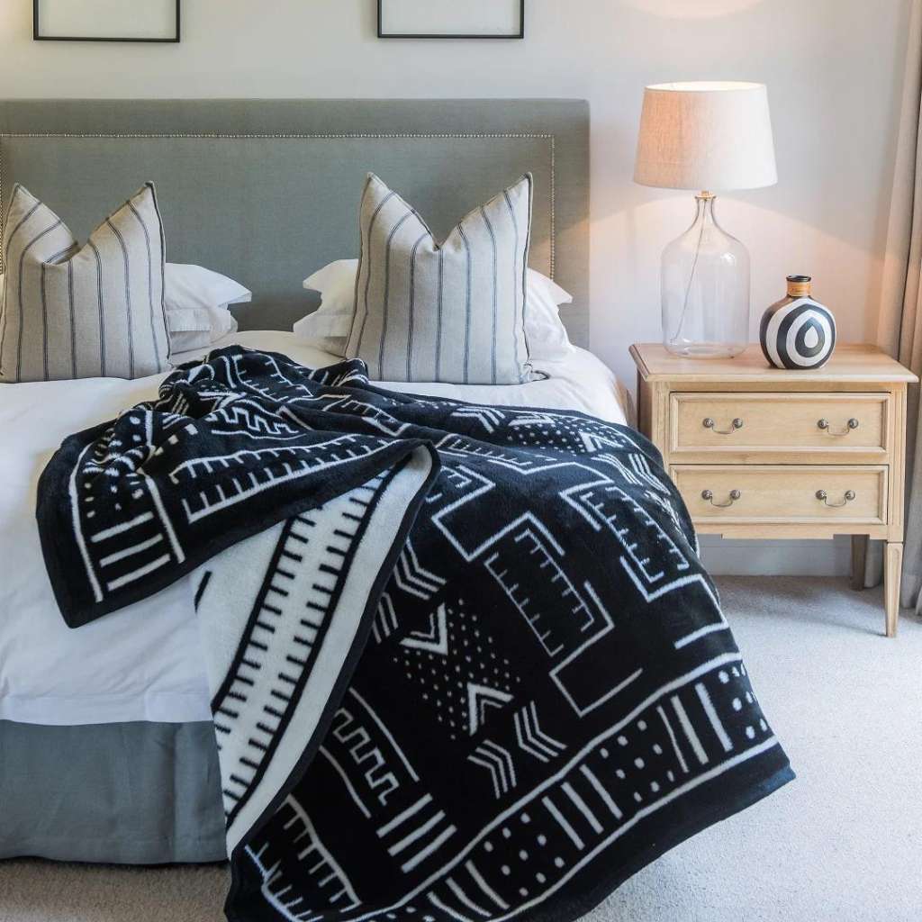 Lifestyle image of Mali Cotton Suede Mud Cloth Black/White 3