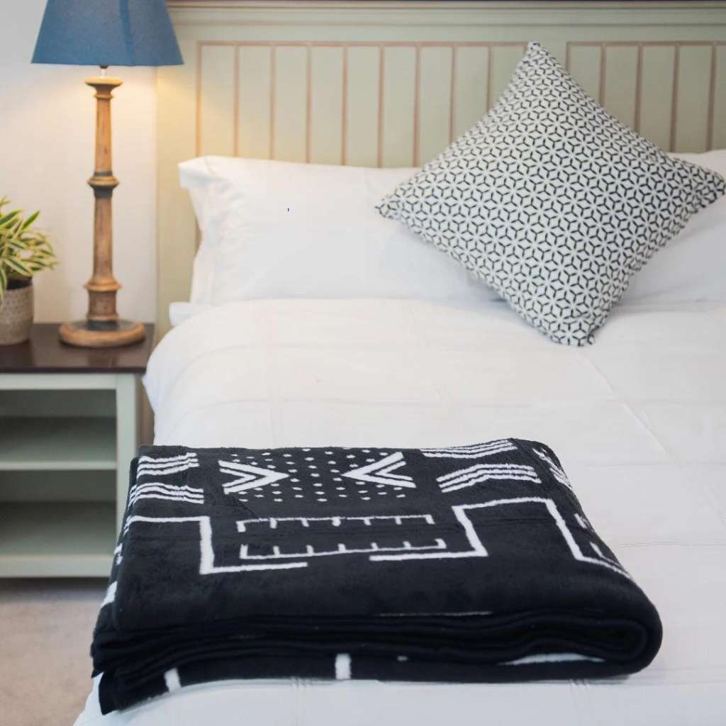 Lifestyle image of Mali Cotton Suede Mud Cloth Black/White 4