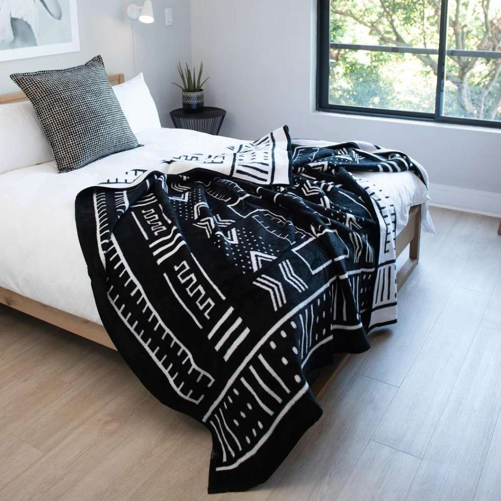 Lifestyle image of Mali Cotton Suede Mud Cloth Black/White 4
