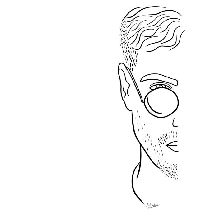Front view of the Man with Glasses | Line Art