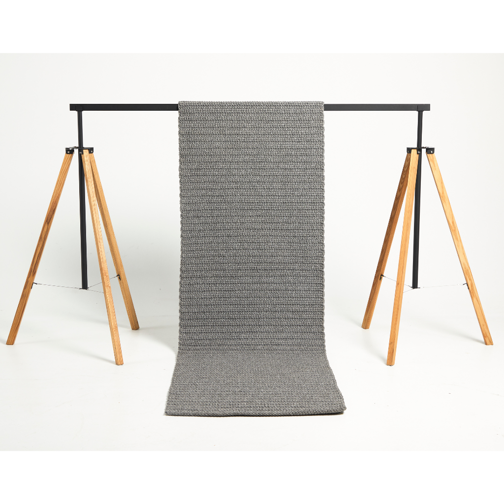 Front view of the Crochet Runner Rug in Meteor