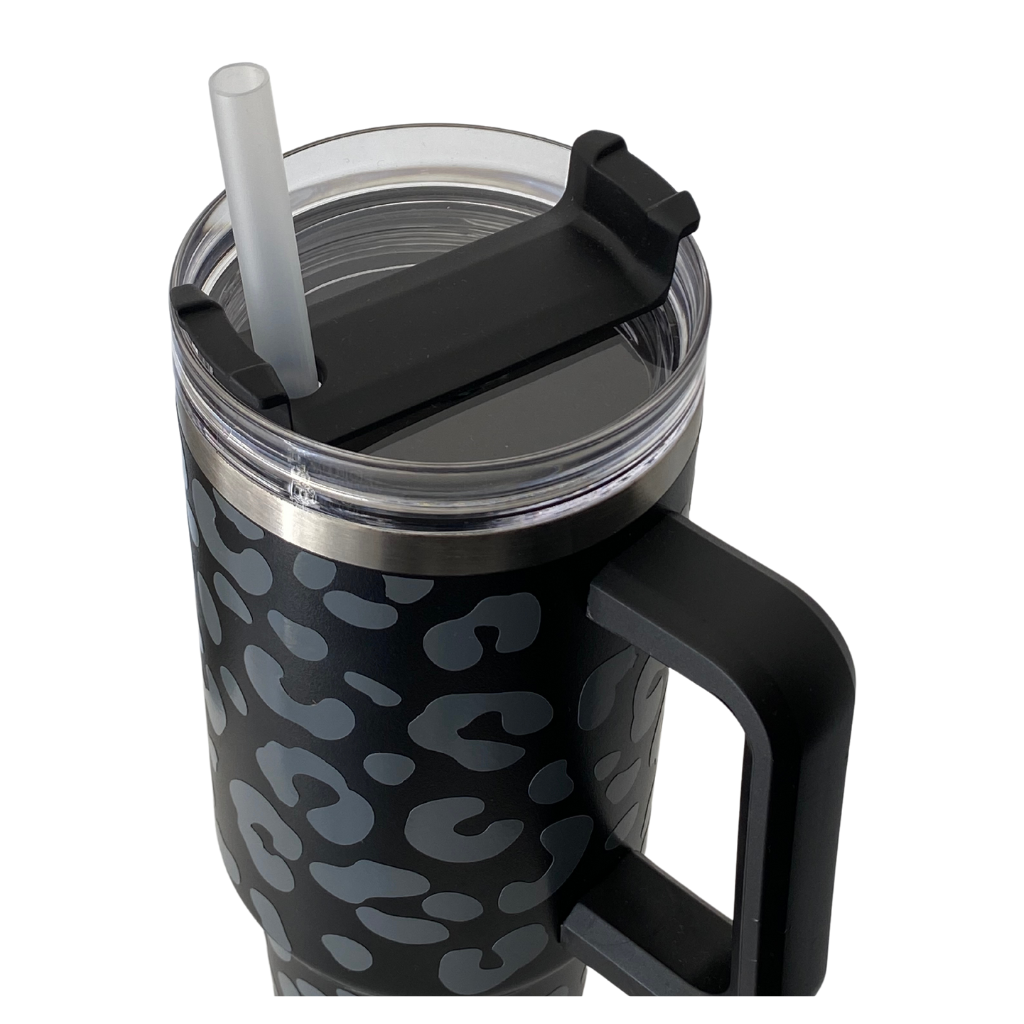 Travel Tumbler | Leopard Print Black & Grey