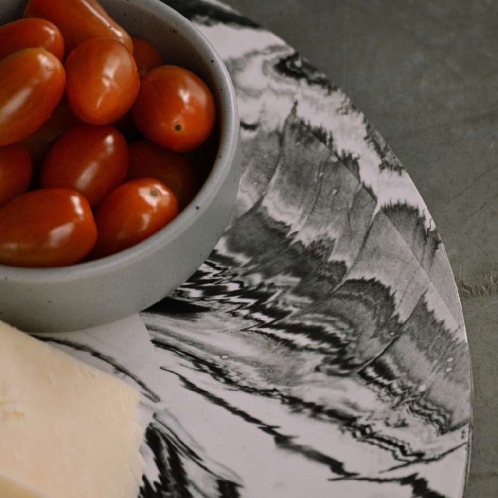 Platter Plate | in White & Black Marble