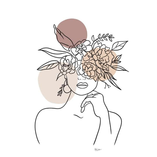 Lady with the Flower Crown Line Art