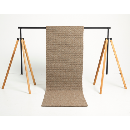 Front view of the Crochet Runner Rug in colour Almond