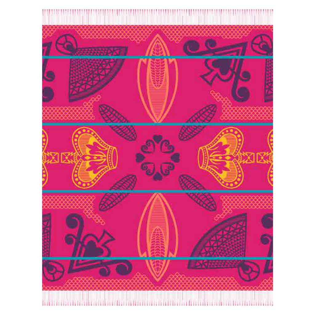 Top view of the Basotho Throw Cerise/Grape
