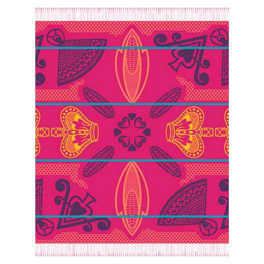 Top view of the Basotho Throw Cerise/Grape