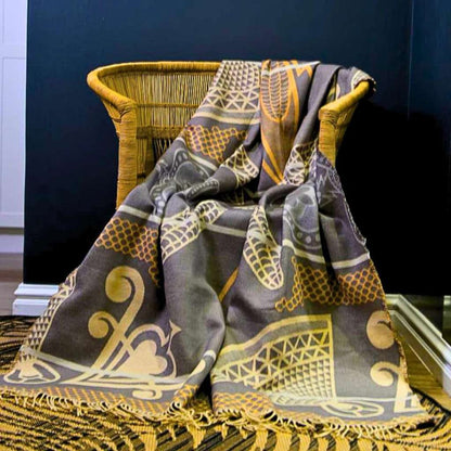 Lifestyle view of the Basotho Throw Iron/Bone 1