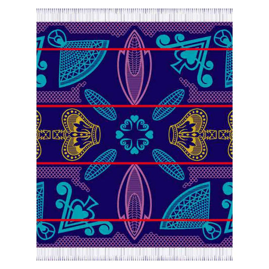 Top view of the Basotho Throw Navy/Aquamarine