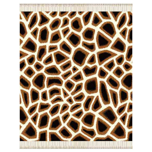 Top view of the Giraffe Skin Throw Ivory/Leather