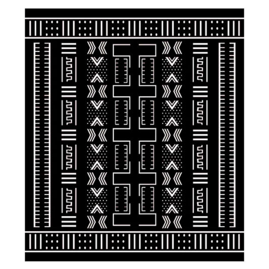 Top view of Mali Cotton Suede Mud Cloth Black/White