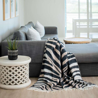 Zebra Skin Throw | Natural/Black